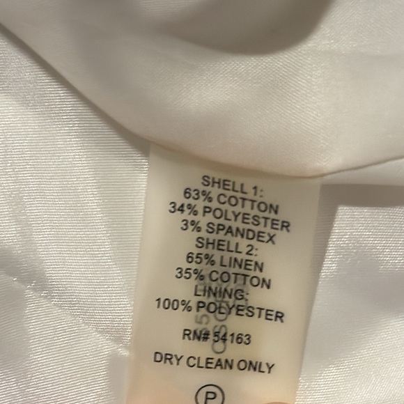 CALVIN Klein ecru tan blazer linen blend jacket gold hardware neutral  size 10 - Picture 9 of 9